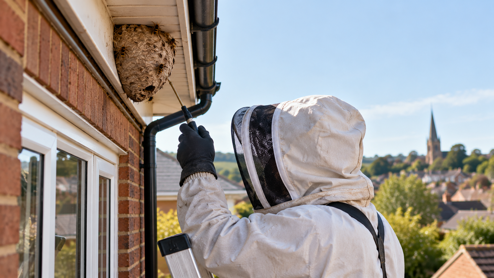 Wasp Nest Removal at the Eaves Wasp Nest Removal - Hornets Nest